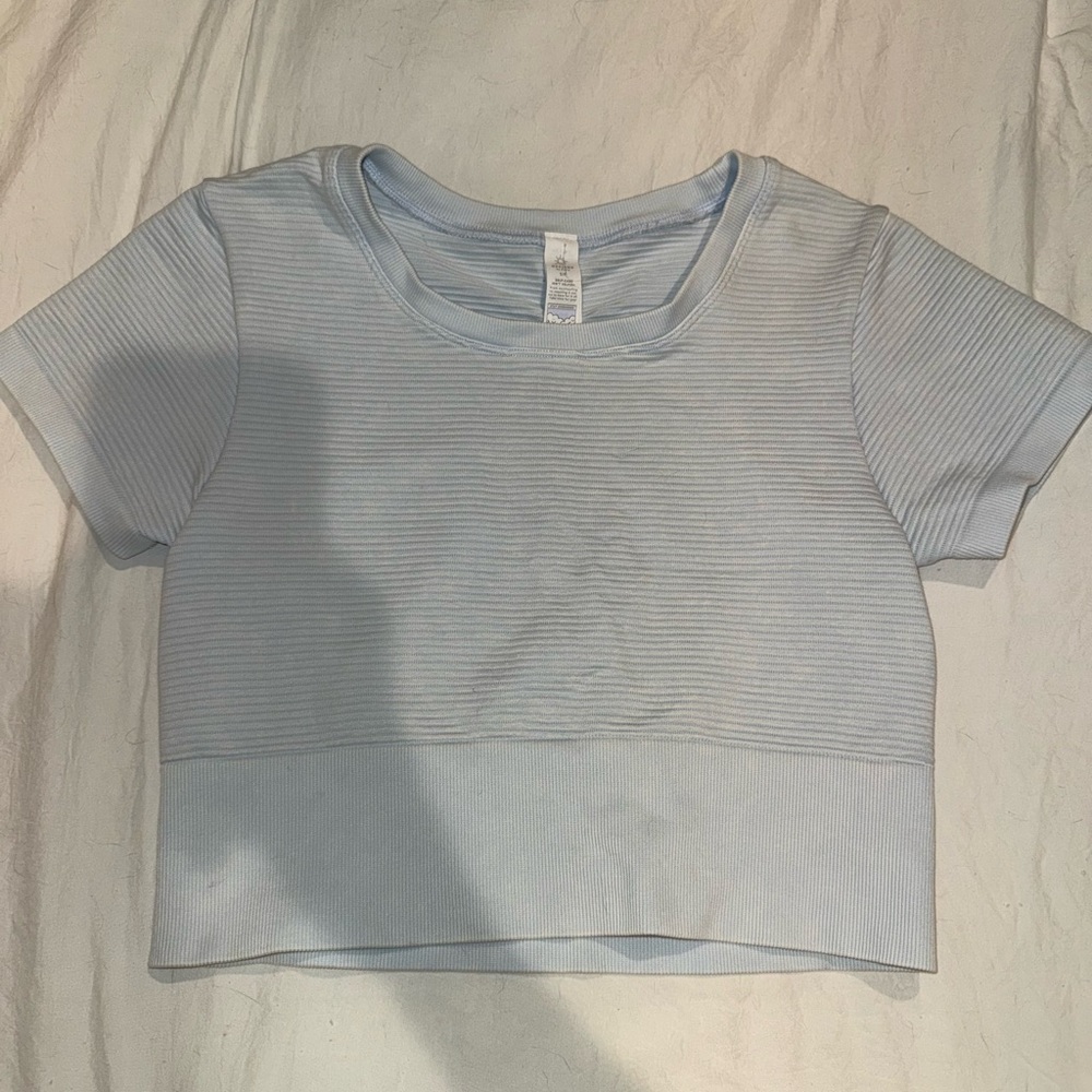 Aerie Light Blue Ribbed Crop Top